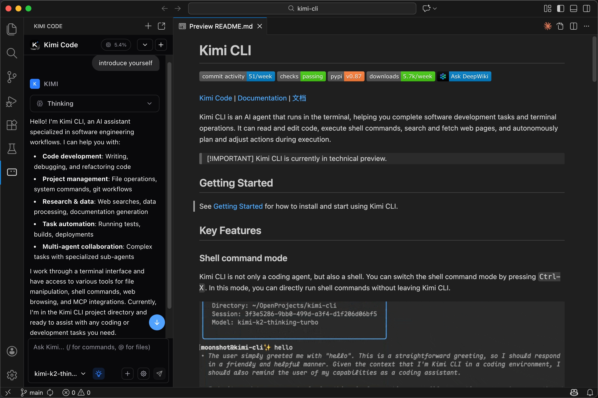 Install the Kimi Code extension in VS Code