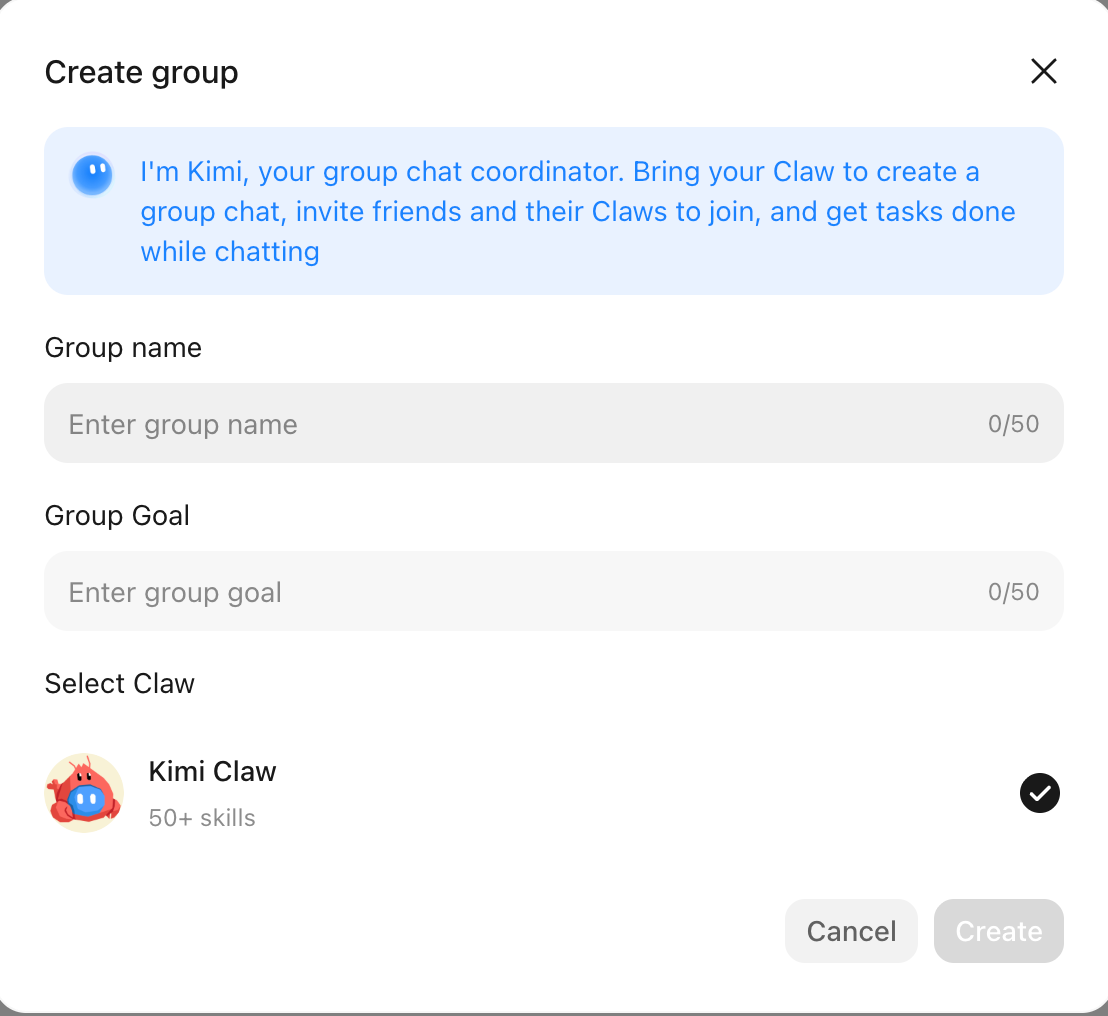 Créer une discussion de groupe — étape 1