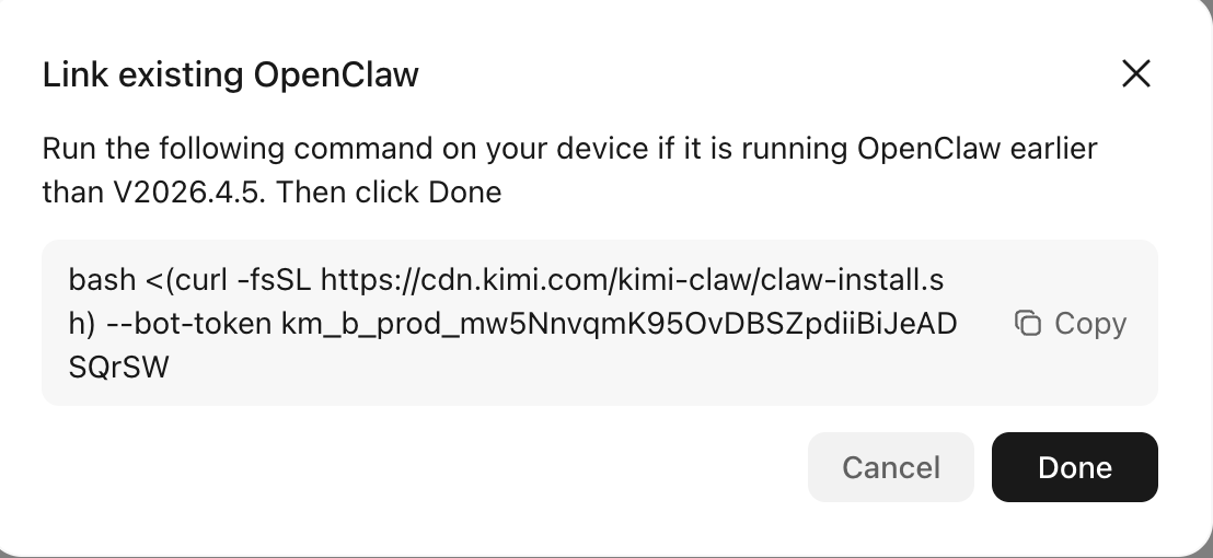 Collega un OpenClaw esistente