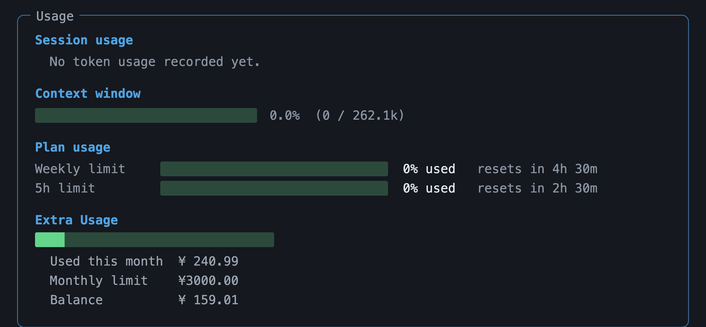 Checking Extra Usage with /usage in the CLI